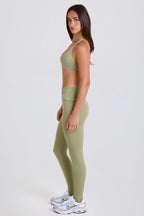 Chic Foldover Mid-Rise Stirrup Leggings in Matcha