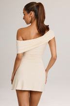 Chic Modal Asymmetric A-Line Mini Dress in Ivory
