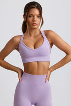 Chic Super Sculpt Seamless Cross-Back Sports Bra in Lavender