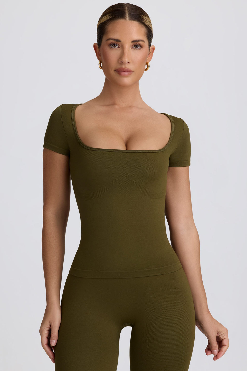 Chic Super Sculpt Seamless T-Shirt in Dark Green