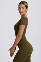 Chic Super Sculpt Seamless T-Shirt in Dark Green