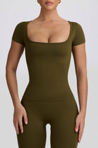 Chic Super Sculpt Seamless T-Shirt in Dark Green