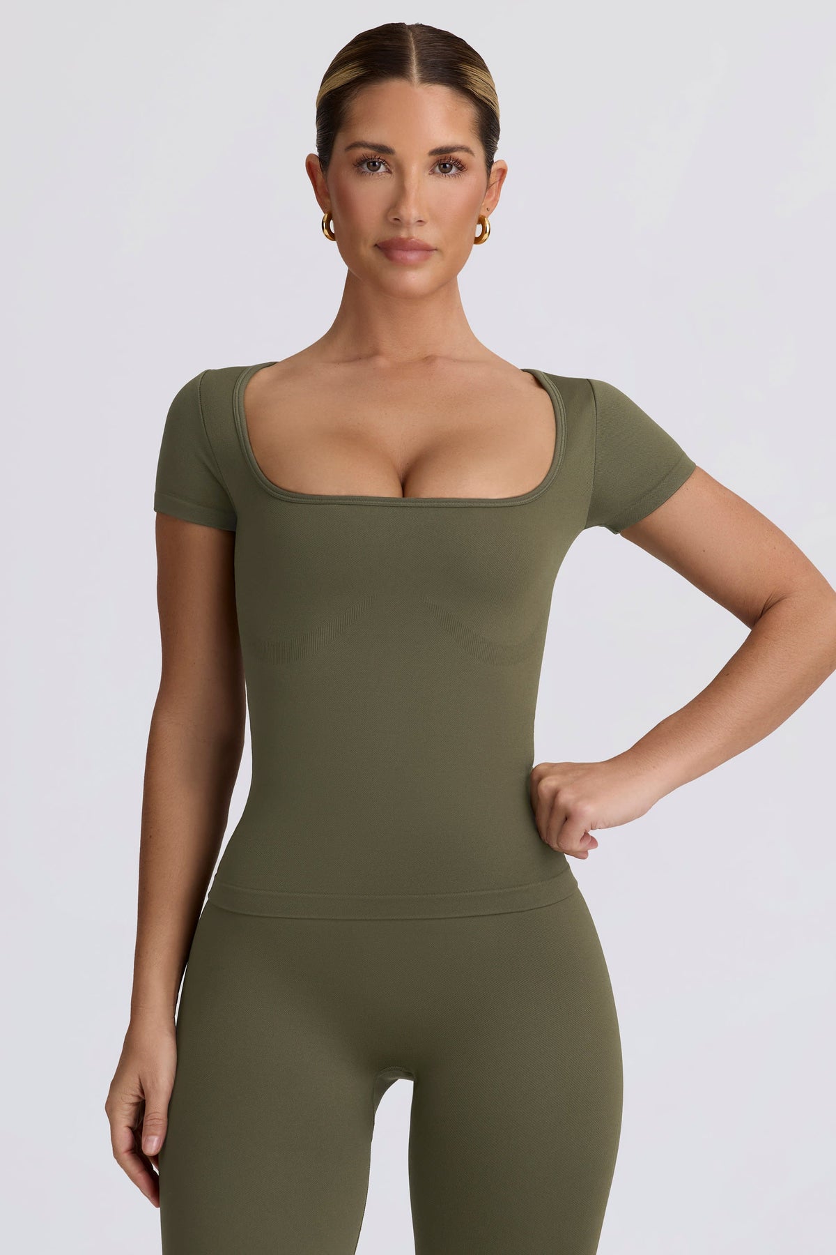 Chic Super Sculpt Seamless T-Shirt in Light Green