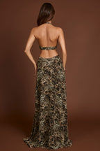 Chic Plunge Cut-out Maxi Gown in Leopard Print