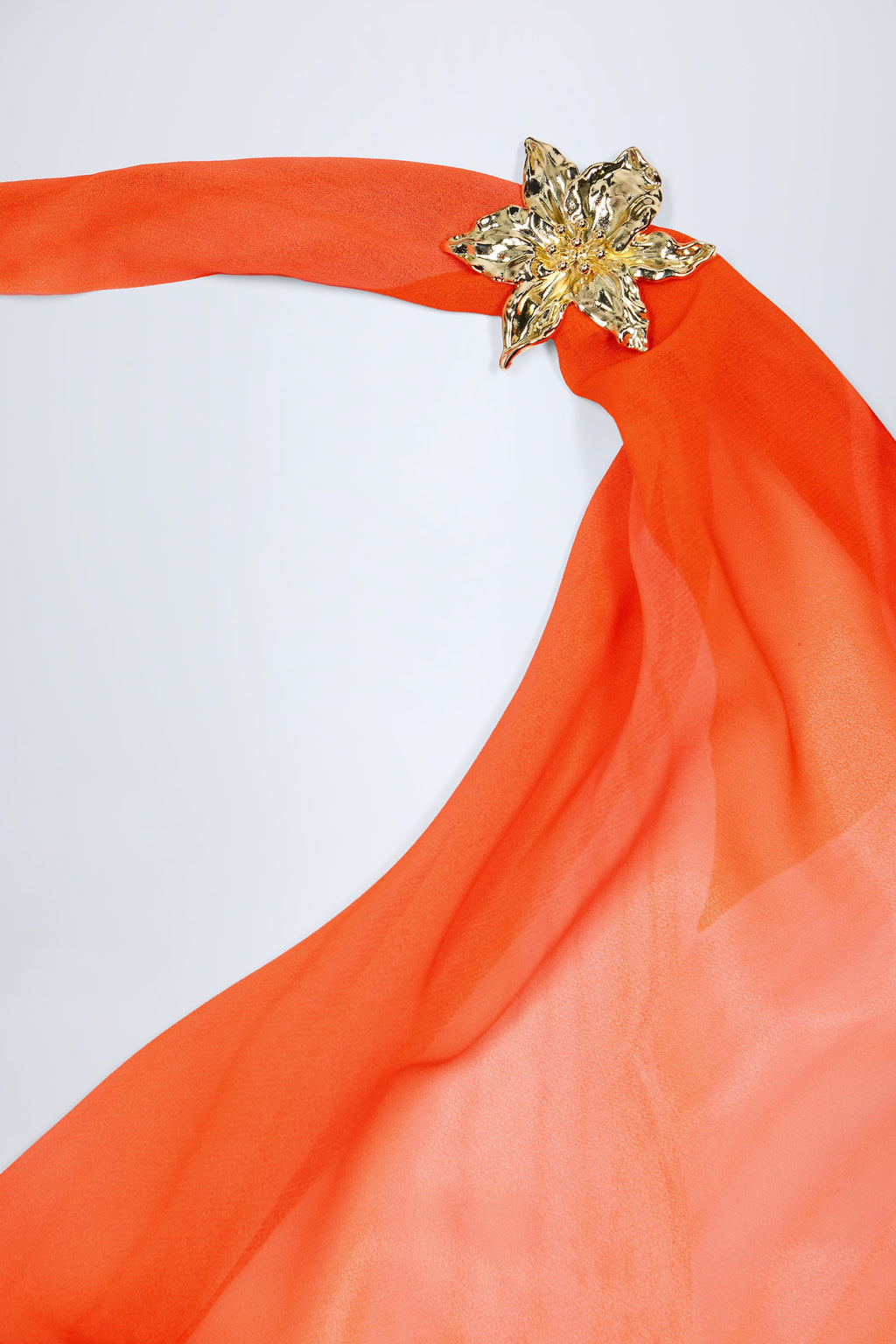 Chic Cowl-Neck Hardware-Detail Maxi Dress in Orange Orchid Print