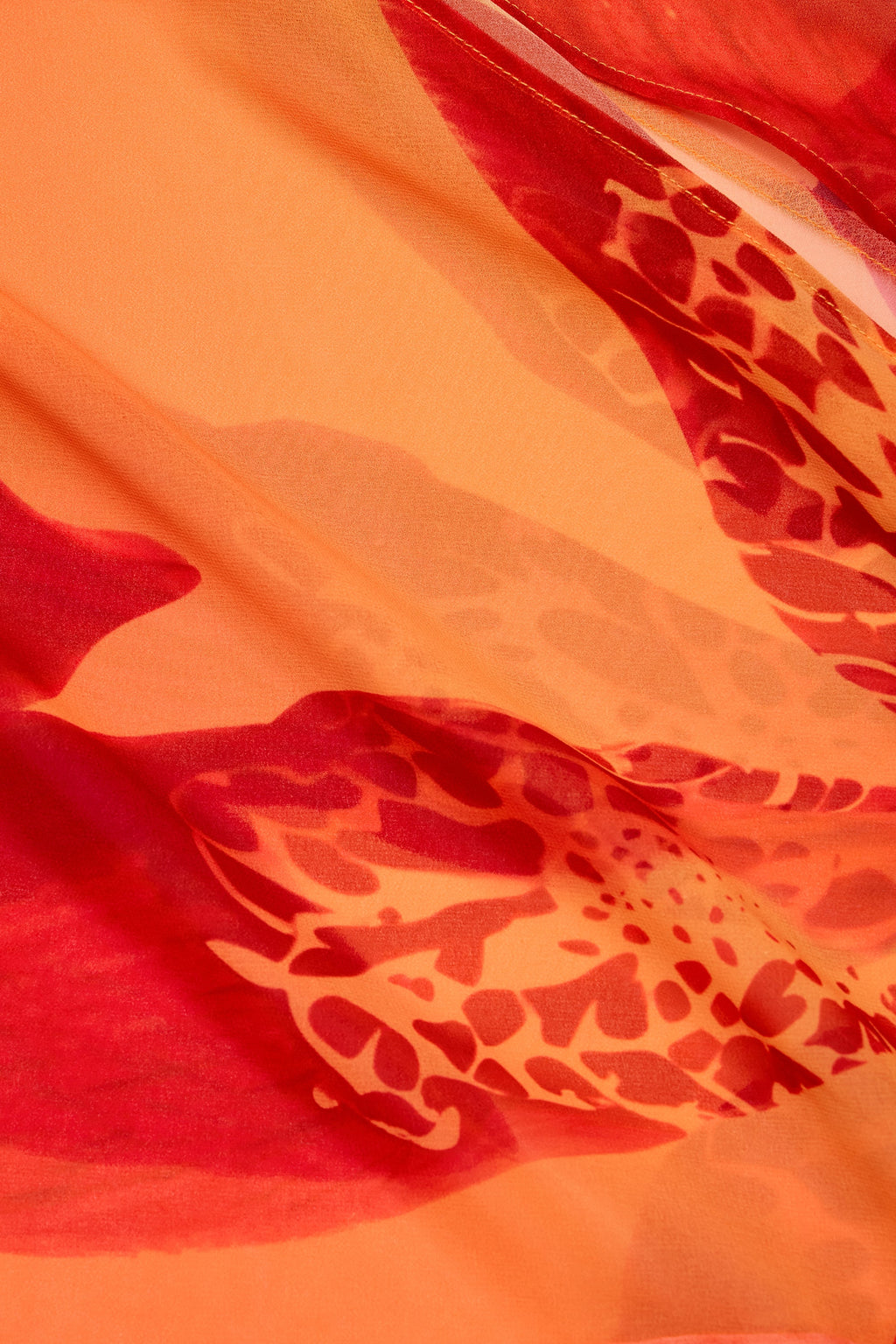 Chic Cowl-Neck Hardware-Detail Maxi Dress in Orange Orchid Print