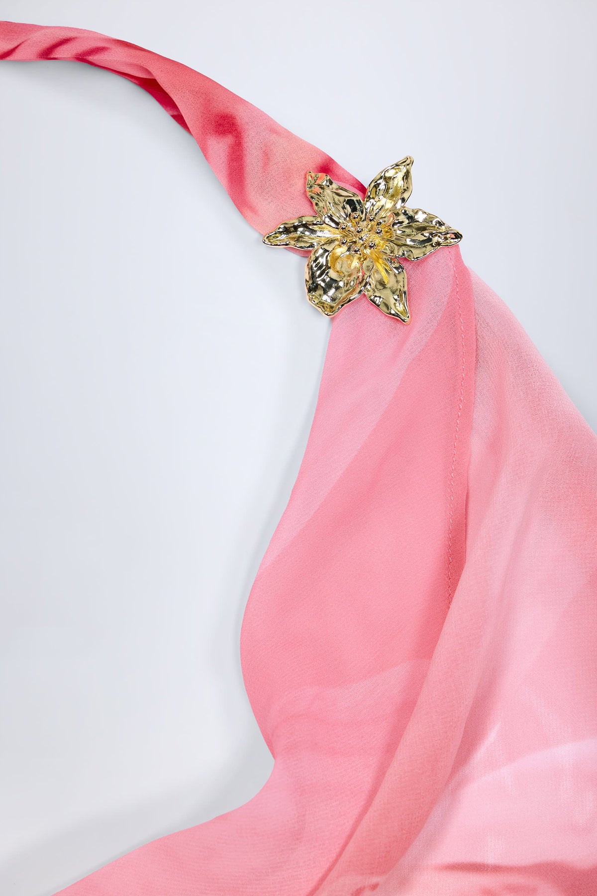 Chic Cowl-Neck Hardware-Detail Maxi Dress in Pink Orchid Print