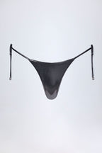 Chic Thong Bikini Bottoms in Silver Chrome