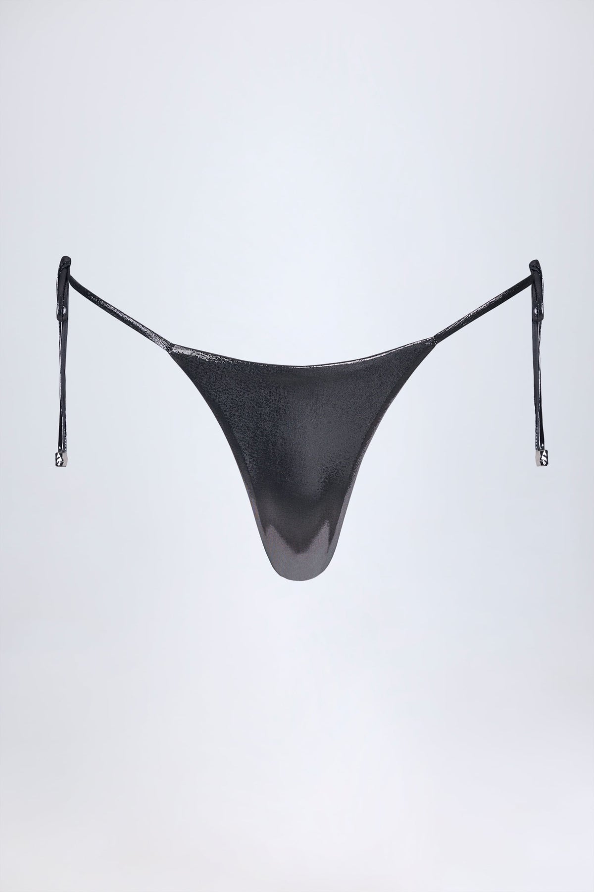 Chic Thong Bikini Bottoms in Silver Chrome