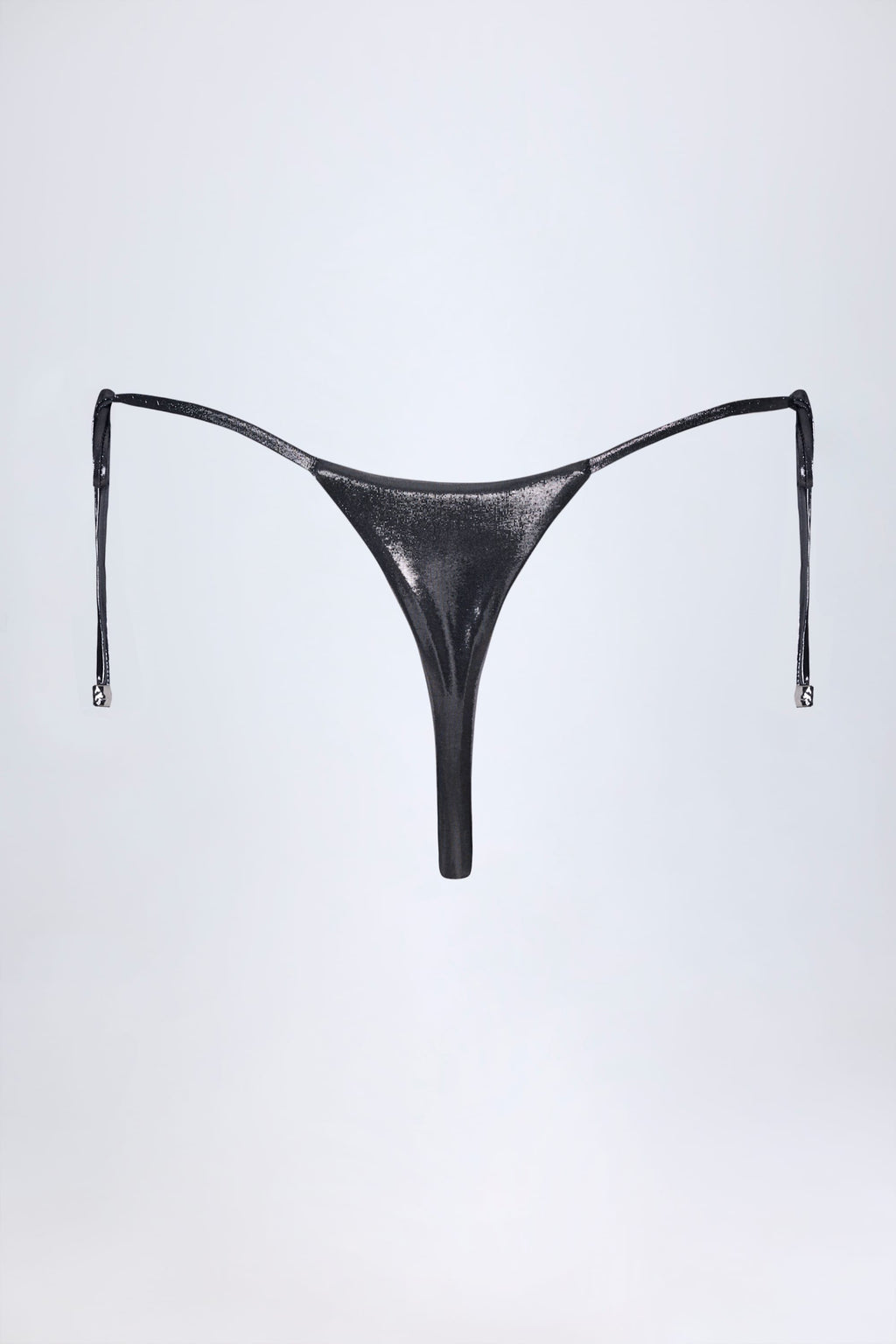 Chic Thong Bikini Bottoms in Silver Chrome