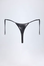 Chic Thong Bikini Bottoms in Silver Chrome