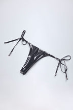 Chic Thong Bikini Bottoms in Silver Chrome