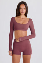 Chic Long-Sleeve Crop Top in Acai
