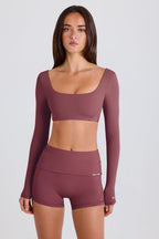 Chic Long-Sleeve Crop Top in Acai
