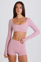 Chic Long-Sleeve Crop Top in Mauve