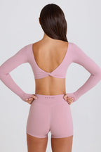Chic Long-Sleeve Crop Top in Mauve