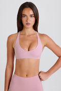 Chic Crossback V-Neck Sports Bra in Mauve