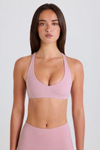 Chic Crossback V-Neck Sports Bra in Mauve