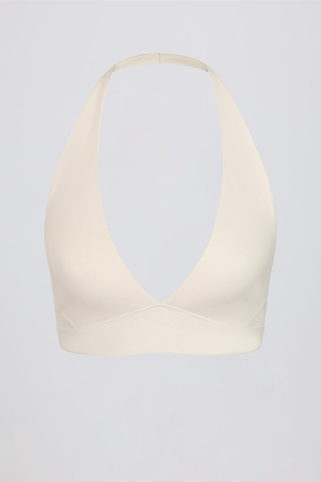 Chic Brushed Jersey V-Neck Sports Bra in Vanilla