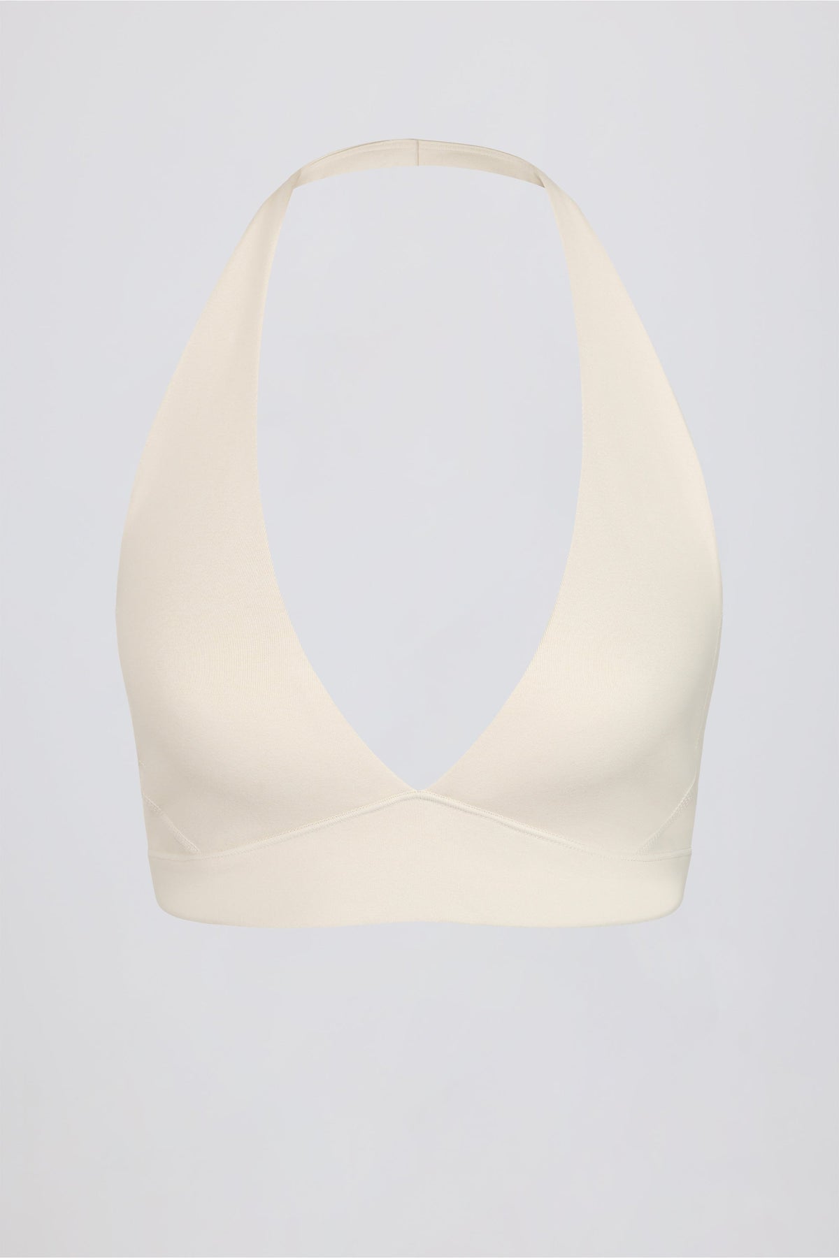 Chic Brushed Jersey V-Neck Sports Bra in Vanilla