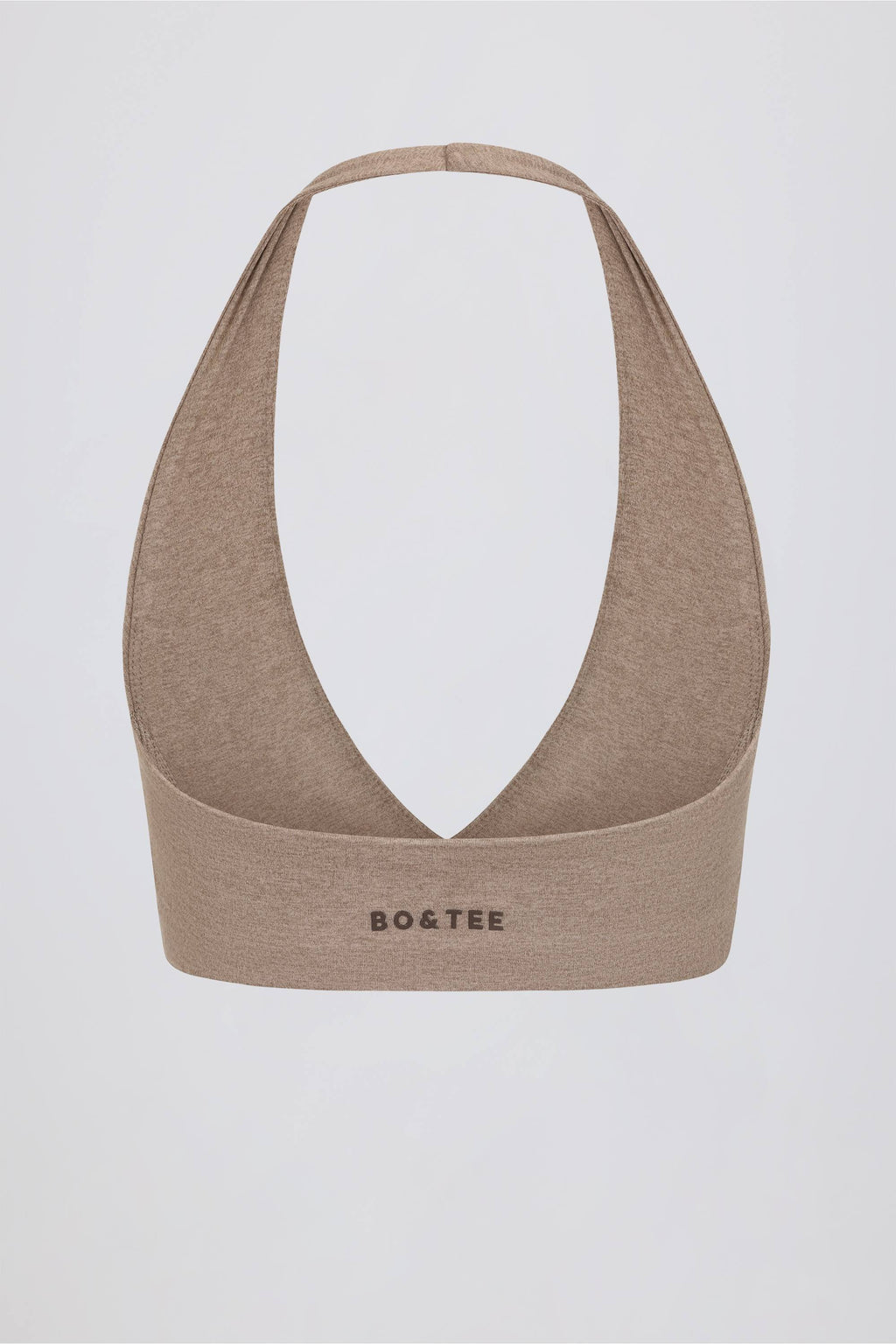 Chic Brushed Jersey V-Neck Sports Bra in Mocha Marl