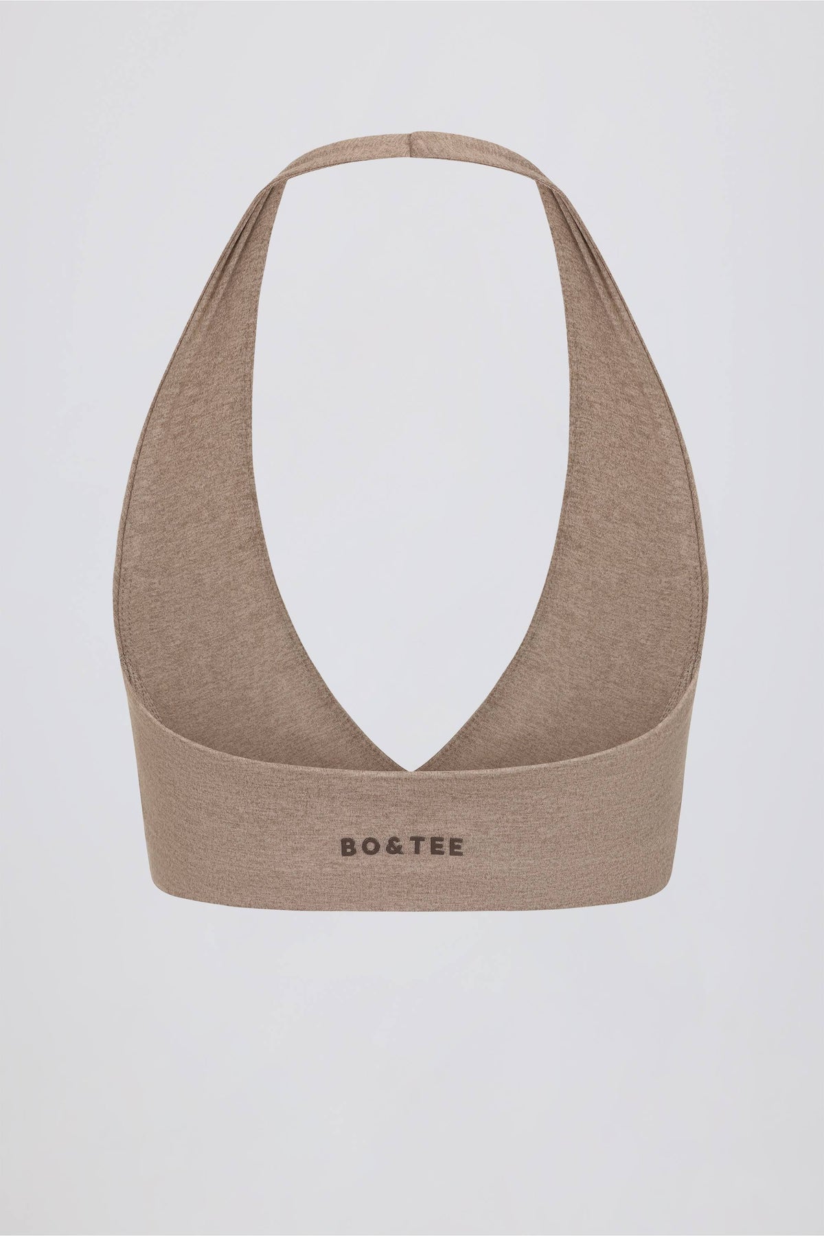 Chic Brushed Jersey V-Neck Sports Bra in Mocha Marl