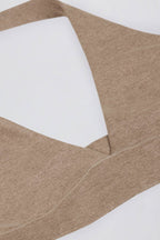 Chic Brushed Jersey V-Neck Sports Bra in Mocha Marl