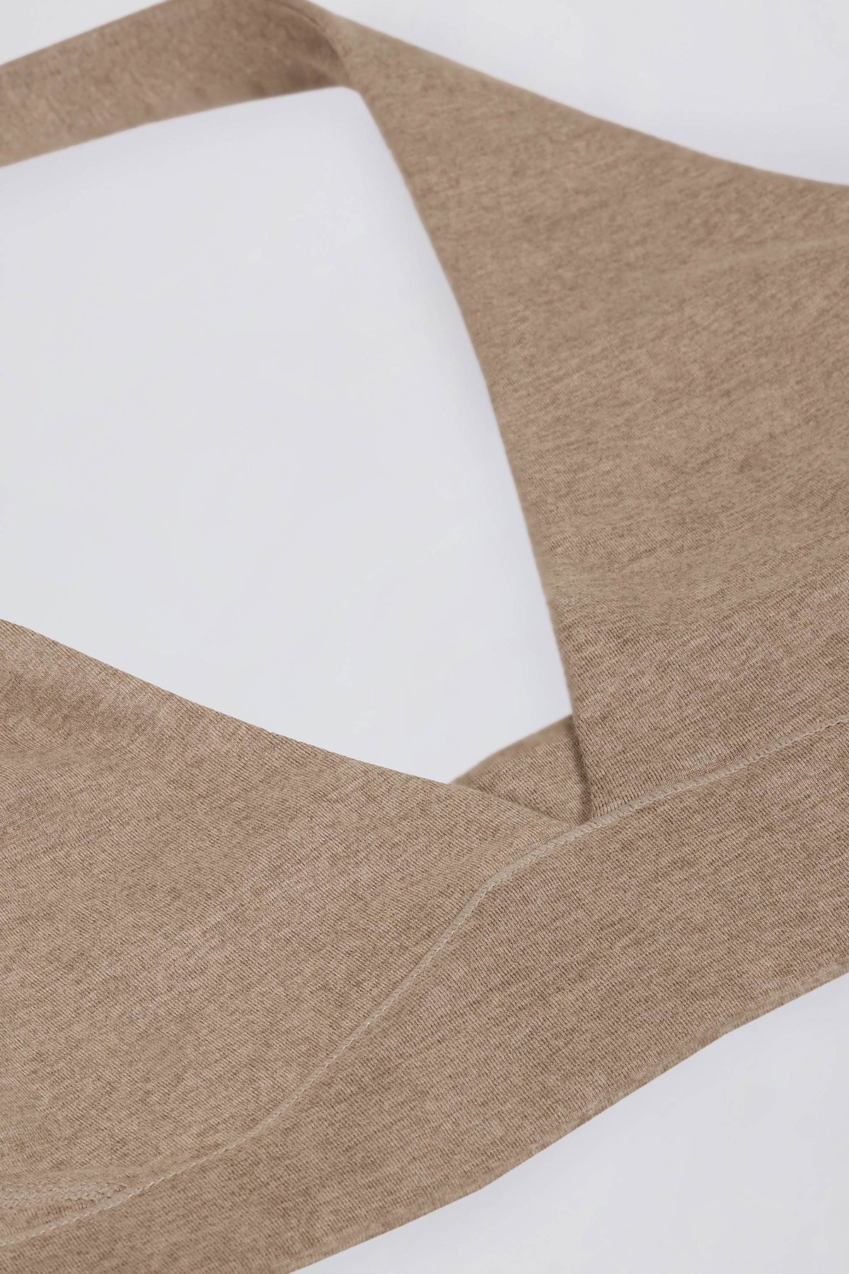Chic Brushed Jersey V-Neck Sports Bra in Mocha Marl