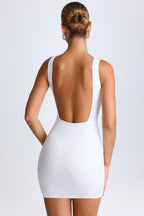 Chic Draped Open-Back Mini Dress in White