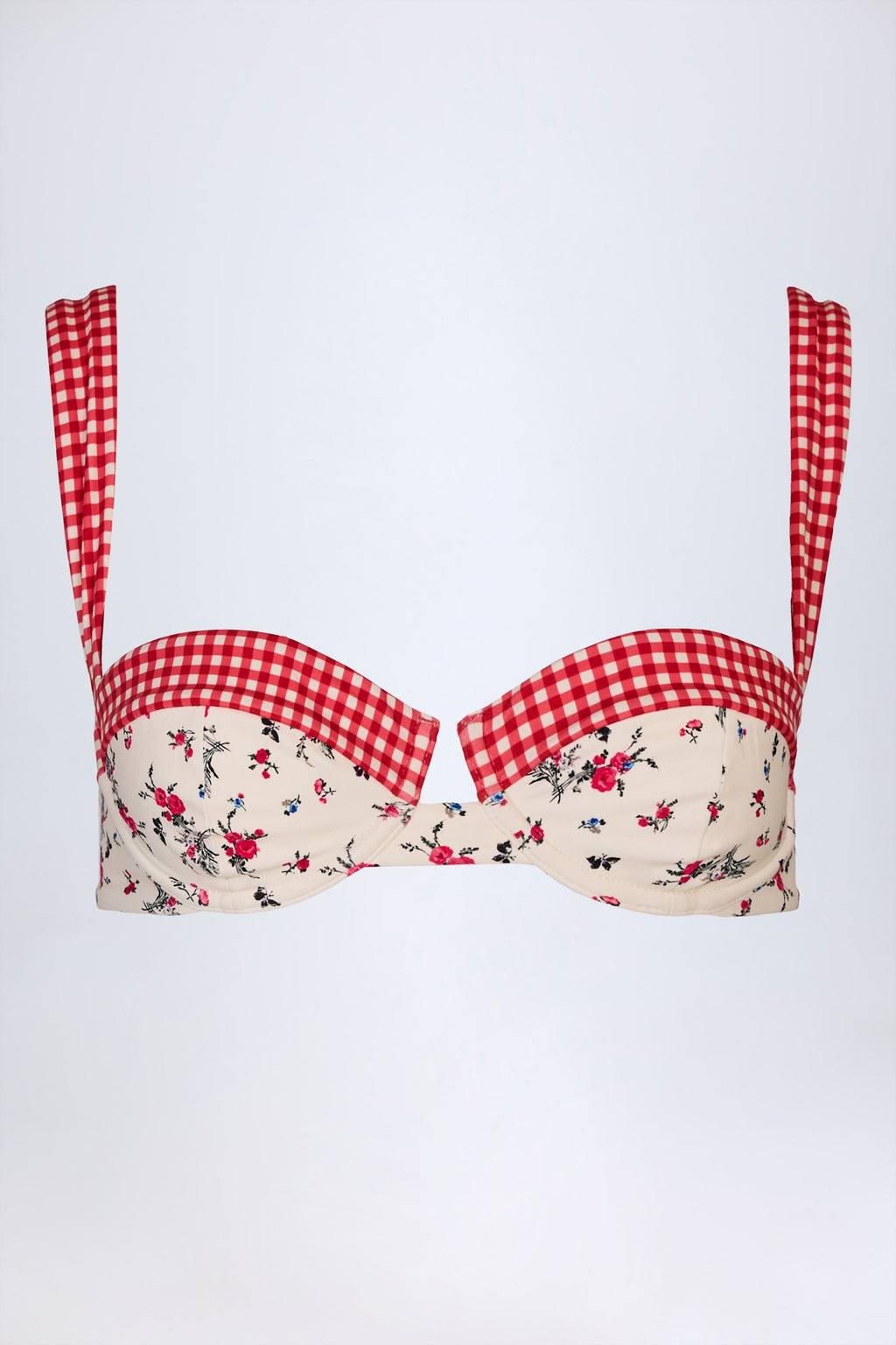 Chic Underwired Balconette Bikini Top in Red Floral