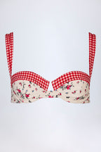 Chic Underwired Balconette Bikini Top in Red Floral