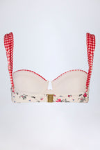 Chic Underwired Balconette Bikini Top in Red Floral