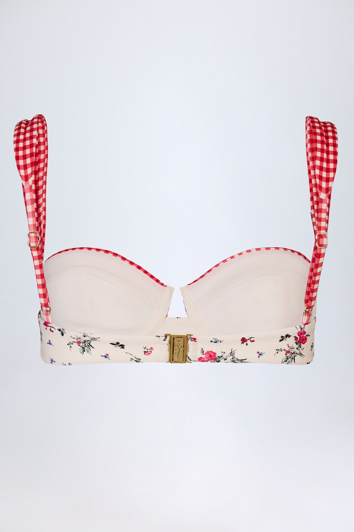 Chic Underwired Balconette Bikini Top in Red Floral