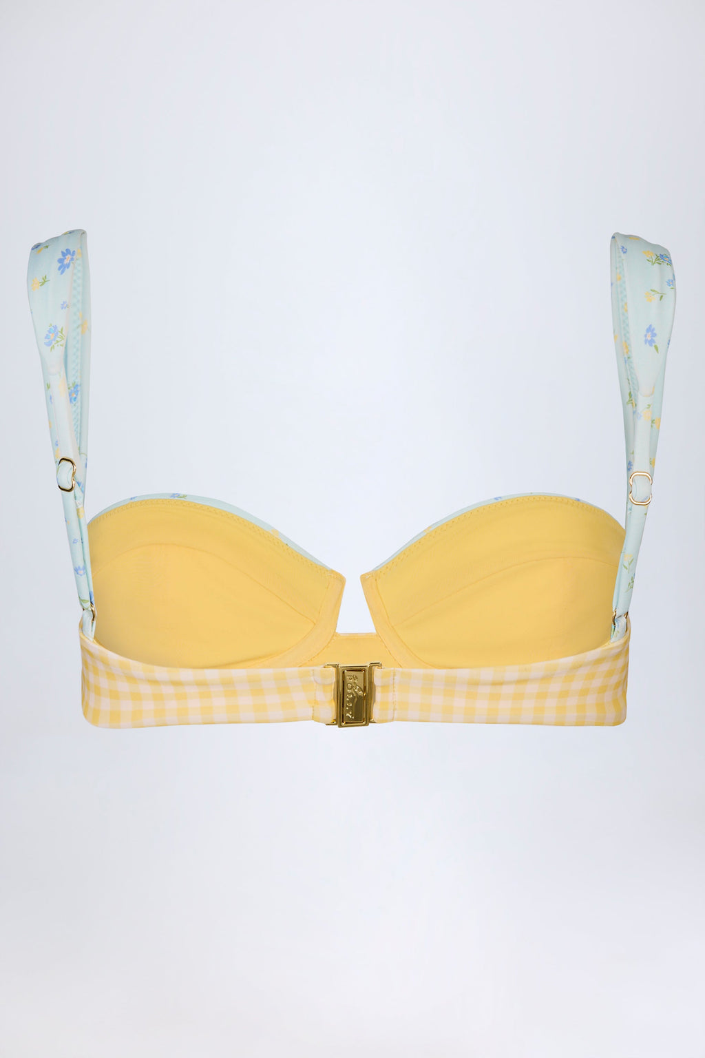 Chic Underwired Balconette Bikini Top in Yellow Gingham