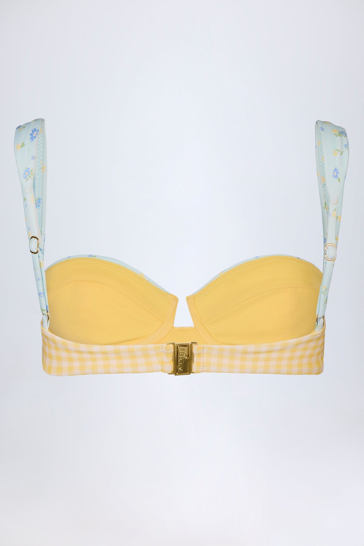 Chic Underwired Balconette Bikini Top in Yellow Gingham