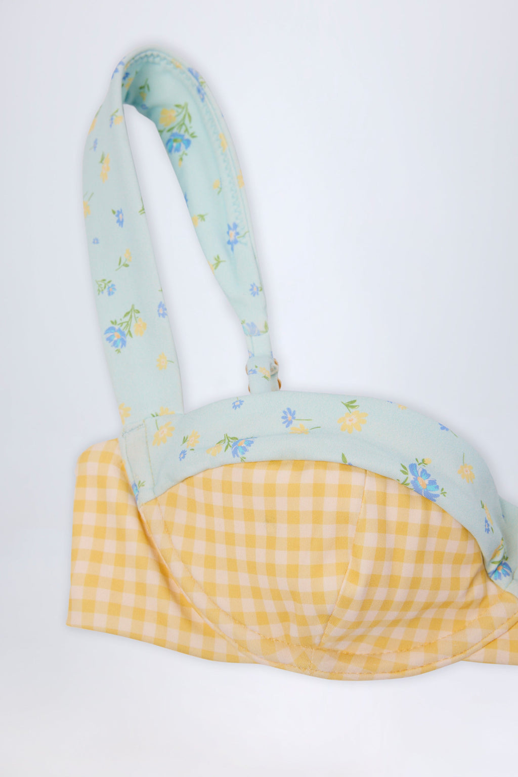 Chic Underwired Balconette Bikini Top in Yellow Gingham