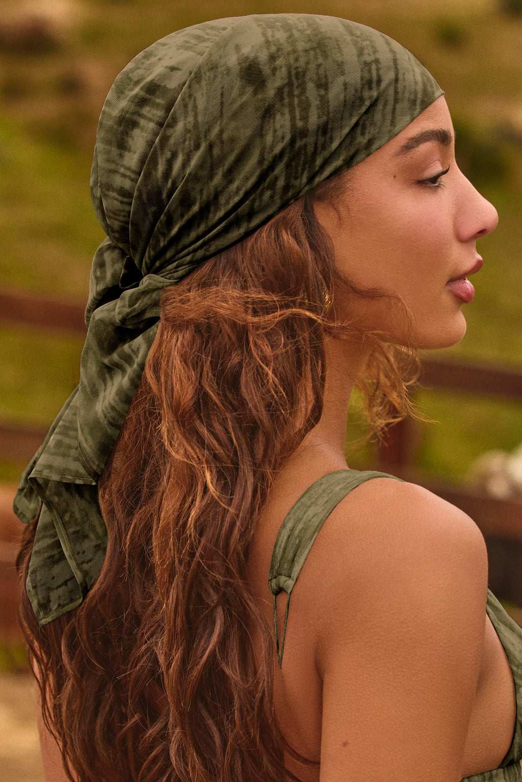 Chic Headscarf in Green Print
