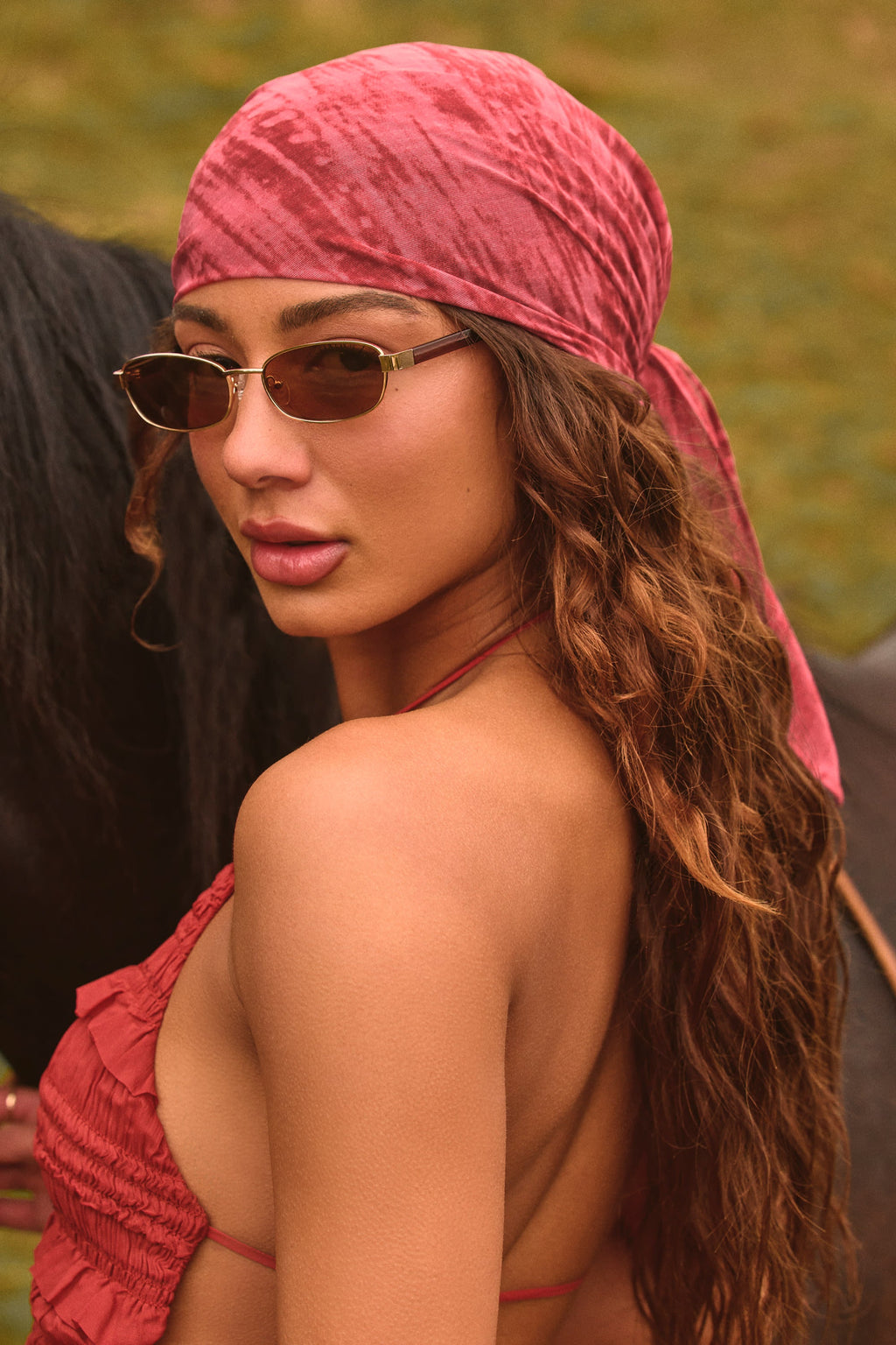Chic Headscarf in Red Print