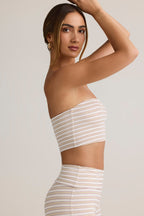 Chic Modal Strapless Crop Top in Pink Yellow Stripe