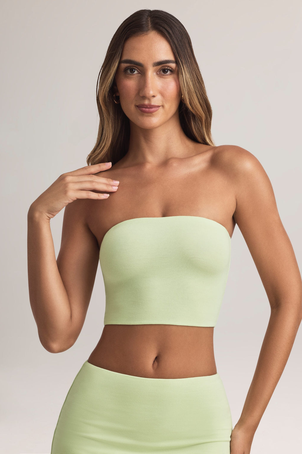 Chic Modal Strapless Crop Top in Lime