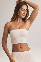 Chic Modal Strapless Crop Top in Pink Stripe