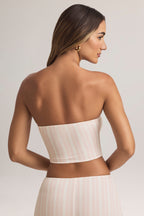 Chic Modal Strapless Crop Top in Pink Stripe