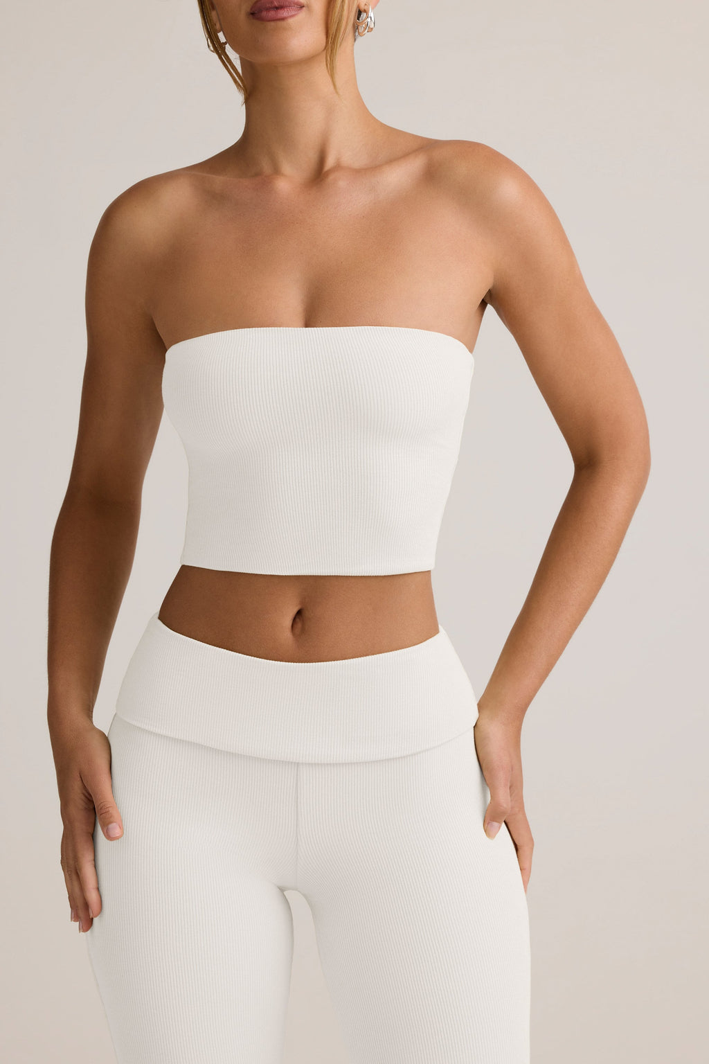 Chic Modal Strapless Crop Top in White