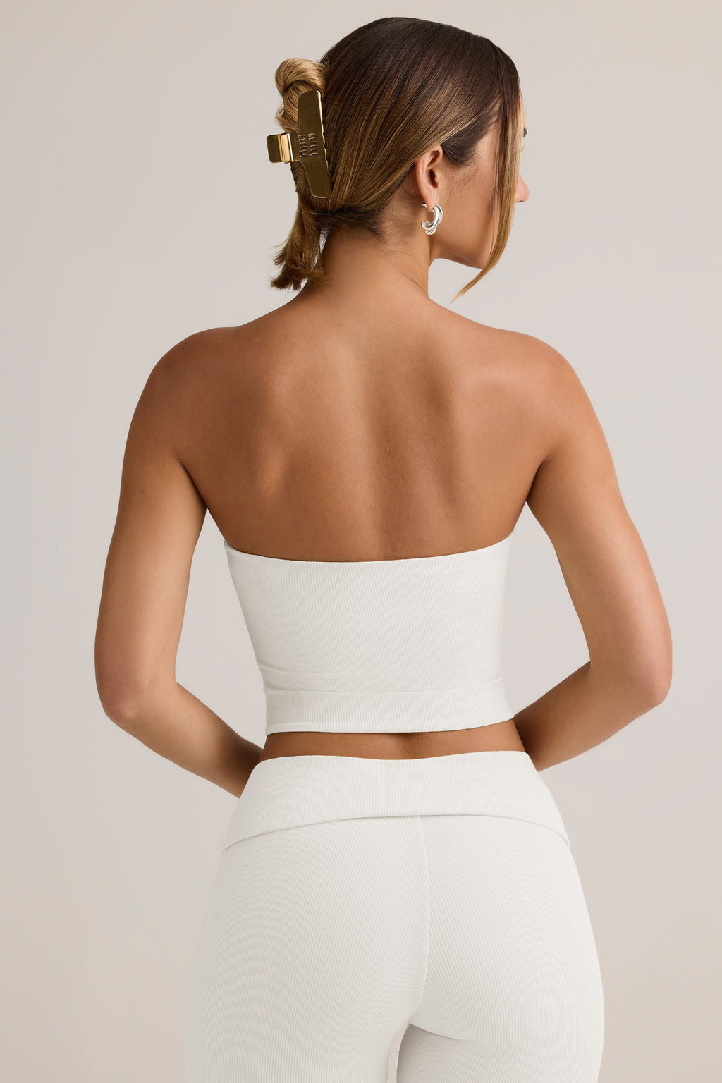 Chic Modal Strapless Crop Top in White