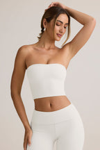 Chic Modal Strapless Crop Top in White