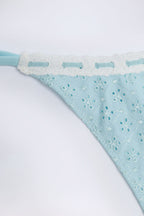 Chic Broderie Anglaise Side-Tie Thong Bikini Bottoms in Powder Blue