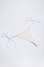 Chic Broderie Anglaise Side-Tie Thong Bikini Bottoms in White