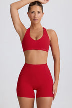 Chic Soft Active Mini Shorts in Hot Red