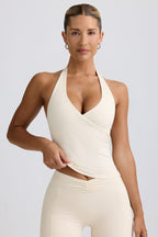 Chic Halterneck Open-Back Tank Top in Vanilla