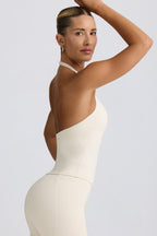 Chic Halterneck Open-Back Tank Top in Vanilla